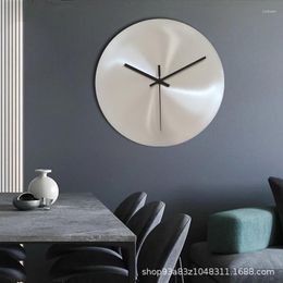 Wall Clocks Modern Simple Industrial Style Silver Living Room Clock No Number Decoration Round Ornament