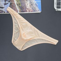 Underpants Transparent Men's Convex Pouch Briefs Pants Small Panties Sexy Funny Play For Young Men Low Waist Ice Silk Ultra Thin Trunks