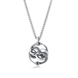 Pendant Necklaces Vintage Hiphop Serpents Coiled Stainless Steel Necklace Chain