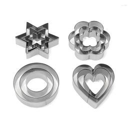 Baking Moulds 12pcs/set Stainless Steel Cookie Biscuit DIY Mold Star Heart Round Flower Shape Cutter Mould Tools GYH