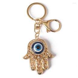 Keychains Bling Evil Eye Hamsa Hand Keychain Women Bag Key Rings Men Zircon Car Accessories Metal Buckles