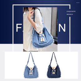 Evening Bags Women Shoulder Denim Casual Sling Bag With Mini Bear Large Capacity Daily Working Shopping