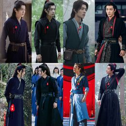 TV Play Chen Qing Lin Outfit Xiao Zhan Same Style Men Hanfu Cotton Linen Black Martial Arts Swordman Costume Prodigal Chivalrous Ancient Clothing