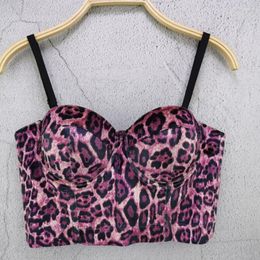 Bustiers & Corsets Women Sexy Leopard Print Velvet Short Bustier Crop Tops Outside Wearing Sleeveless High Waist Corset Camis Q837