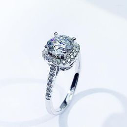 Cluster Rings Simulation Mossang Diamond Ring Female 1 Senior Generous Temperament Micro Inlaid Group Marriage Proposal