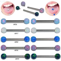 1PC Surgical Steel Tongue Ring Piercing Opal Internally Threaded Sexy Mamilo Piercings Tongue Barbell Piercings Women Jewelry L230811