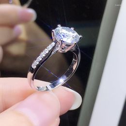 Wedding Rings Huitan Fashion Contract Round Cubic Zirconia Ring 6 Claw Design Elegant Women's Anniversary Gift For Party Jewelry