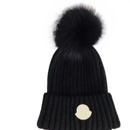 Designer Winter Knitted Beanie Woolen Hat Women Chunky Knit Thick Warm faux fur pom Beanies Hats Female Bonnet Caps 11 colors knitted hat hats for women with brim men