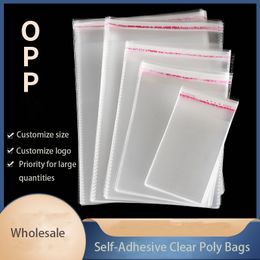 Clear Poly Bags Adhesive Reusable Self Adhesive OPP Bags Clear Self Sealing Cellophane Bags Bakery Cookie Bags, Treat, Jewelry, Envelopes, Cards