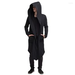 Men's Trench Coats Vintage Solid Colour Hooded Poncho Jacket Autumn And Winter Elegant Clothing Loose Shawl Long 3XL