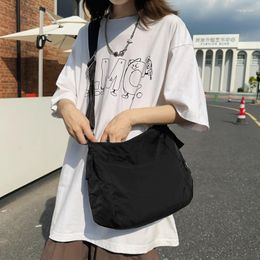 Evening Bags Black Women's Bag Nylon Shoulder Messenger Y2K Cross Eco Korean Shopper Hobos Student Handbags Satchel Sling Murse