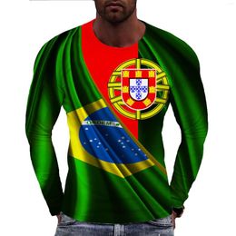 Men's T Shirts 2023 Est Hip-hop Portugal And Brazil Flag 3D Printing Long Sleeve T-shirt Casual Pullover Fashion Sports Tee