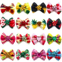 Dog Apparel Hair Bows Pet Doggy Fruit Style Rubber Bands Rhinestone Cat Accessories Headwear For Small