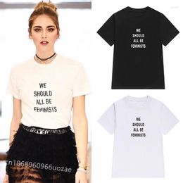 Women's T Shirts 2023 Tshirts European And American Ins Style Loose Short-sleeved T-shirt Female English Letters Feminist Top Ootd Wear