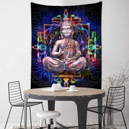 Tapestries Customizable Bohemian Religion Tarot Hippie Mandala Home Decor Psychedelic Indian Buddha Tapestry Wall Hanging R230811