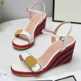 Ladies Luxurious designer Wedge Platform Sandals One can be worn with socks Fashion delicate and breathable Wear on the foot trend Two height heels 8Cm and 13Cm