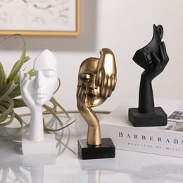 Decorative Objects Figurines Resin Abstract Statue Desktop Ornaments Sculpture Figurines Face Character Nordic Light Luxury Art Crafts Office Home Decor 230810