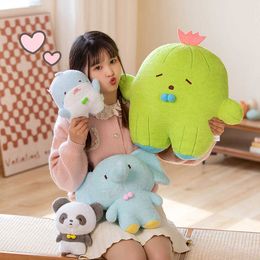 Stuffed Plush Animals 22-50cm New Cactus Plush Toys Stuffed Soft Panda Shark Elephant Animal Pendant Dolls for Children Baby Kids Gift Toys