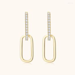 Hoop Earrings KUGG Real Moissanite Paperclip Link For Women 2023 Trend To Sell 925 Silver Fine Jewelry Geometry Round