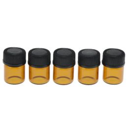 wholesale 100 Packs Small Essential Oil Bottle Perfume Bottle Amber Glass Vials with Plug and Caps Retail Box LL