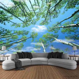 Tapestries Wooden Sky Tapestry Beautiful Natural Landscape Wall Blanket Kawaii Room Home Yoga Mat Sofa Cover Can Be Customized R230811