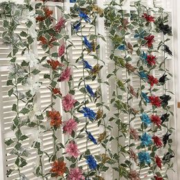 Decorative Flowers Christmas Flower Vine Artificial Hanging Garland For Wedding Party Home Decoration Garden Arch DIY Plant