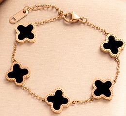 2023 New Arrival Charming Style Fashion Titanium Stainless Steel Bracelet Fine Jewelry Findings 18k Gold Clover Women Charm Bracelet