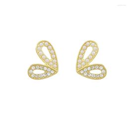 Stud Earrings Simple Irregular Love Heart Zircon Lucky Mother's Day Woman Girl Wedding Blessing Ear Studs Jewellery