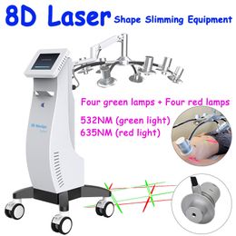 Professional Slimming Lipo Laser System Fat Removal Weight Loss 8D Lipolaser Machine Red Green Light Salon