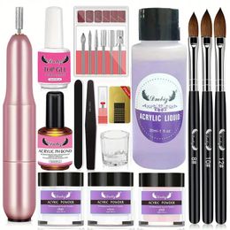 Professional Acrylic Nail Kit with Drill - Perfect for Home Art Designs & Starter Nails!