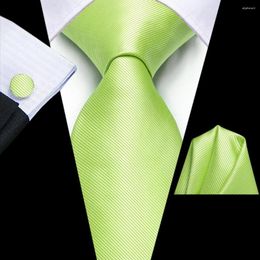 Bow Ties Solid Fluorescent Green Silk Wedding Tie For Men Gift Mens Necktie Handky Cufflink Fashion Business Party Dropship Hi-Tie Design