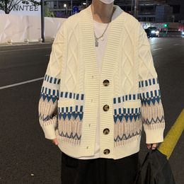 Mens Sweaters Design Cardigan Men Pockets Warm Winter Sweater Retro Ins Japanese Unisex Button Up Knitwear Teens Allmatch Harajuku Stylish BF 230811