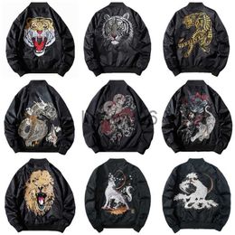 Men's Jackets Chinese Dragon Tiger Animal Embroidery Baseball Men's Jacket Men's Spring and Autumn Baseball Jacket Embroidered Cotton Jacket J230811