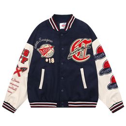 Men's Jackets American Street Baseball Coat Spring and Autumn High Street Fashion Brand Towel Embroidery Splice Design Sense Jacket for Men 230810