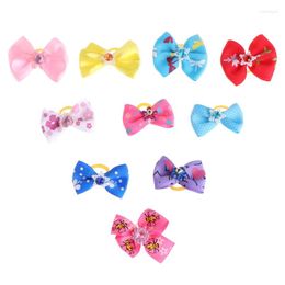 Dog Apparel 10Pcs/Bag Pet Hair Band Bow Knot Grooming Headdress Cat Decoration Accessories