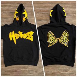 Hoodie 3D letter wings foam loose pullover women high street hip-hop clothing retro oversized sweatshirt women Harajuku casual T230811