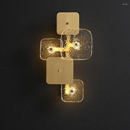 Wall Lamp Modern Glass Luxury Sconce Indoor Square Gold Light Fixture Bedroom Living Room Nordic Design Interior