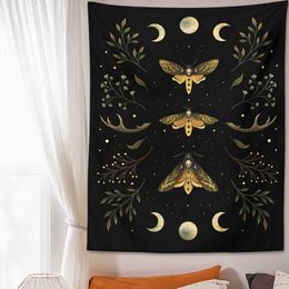 Tapestries Moon Phase Tapestry Wall Hanging Black Tapestries Flower Starry Bohemian Tapestries Art Home Decoration