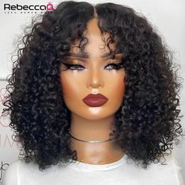Cosplay s Highlight Short Jerry Curly Bob 13x6x1 Lace Front Human Hair For Women Mahogany Red Brown Kinky 230811