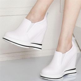 Boots Fashion Sneakers Women Genuine Leather Wedges High Heel Ankle Female Round Toe Platform Party Pumps Shoes Casual US9