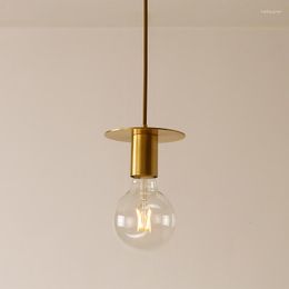Pendant Lamps Brass Small Chandelier Minimalist Nordic Glass Modern Bar Restaurant Bedroom Bedside All Copper Single Head Lamp Lights