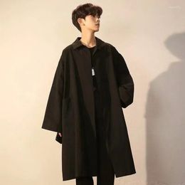 Men's Trench Coats Men Long Sleeve Autumn Loose Solid Fashion Streetwear Wlid Vintage Black Students Outerwear Spring Windbreaker