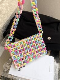 Evening Bags Fashion Handmade Shoulder Bag Female Casual Acrylic Beaded Handbag Women's Designer Party Clutch Mini Flap Woman Purse