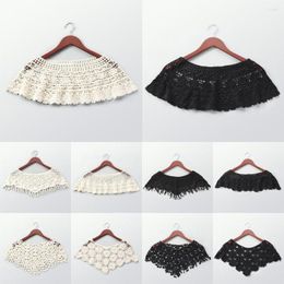 Scarves Women Accessories Hollow Out Tassel Sun Protection Crochet Knit Cape Lace Waistcoat Shawl Poncho Fake Collar