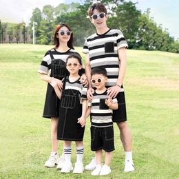 Family Matching Outfits Matching Family Outfits Summer Mum and Daughter Casual Dress Dad Son Matching Cotton T-shirt Shorts Holiday Couple Lover Outfit