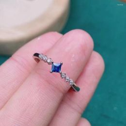Cluster Rings 925 Silver Inlaid Natural Sapphire Women's Ring Fine Craftsmanship Light Luxury Jewellery Anniversary Gift Customizable