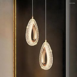 Pendant Lamps Drop Shape Crystal LED Lights Indoor Lighting Kids Hanging Lamp For Home Kitchen Dining Table Living Room Decoration