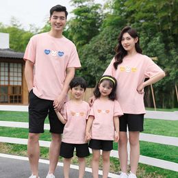 Family Matching Outfits Family Matching Outfits Cotton T-shirt Kids Mom Daughter Kids Clothes Letter Heart Printed Tops Parent-child Outfits Summer Tees