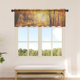 Curtain Oil Painting Forest Short Tulle Kitchen Small Sheer Living Room Home Decor Voile Drapes