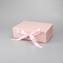 Gift Wrap Pink Present Box With Lids And Changeable Ribbon Magnetic Closure For Luxury Packaging-for Birthdays Bridal Gifts Weddings